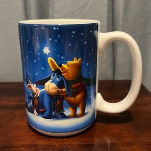 NIB Disney Store Exclusive Winnie the Pooh, Eeyore, Piglet Holiday Snowflake Mug